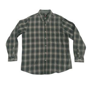 Scottevest Green Plaid Snap Long Sleeve Shirt Mens Size Large TEC Pockets READ